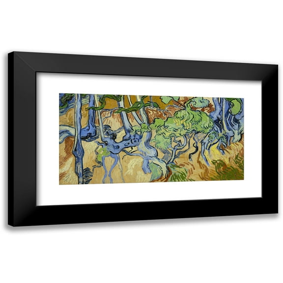 Vincent van Gogh 14x9 Black Modern Framed Museum Art Print Titled - Tree-Roots