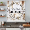 thumbnail image 4 of Home Sweet Semi Sheer Curtains Drapes for Living Room,Bedroom,French Doors Window 96 Inches Long,Wreath Botanical Farmhouse Plants Gradient Brown Rod Pocket Chiffon Curtain Voile Drapery Panel, 4 of 8