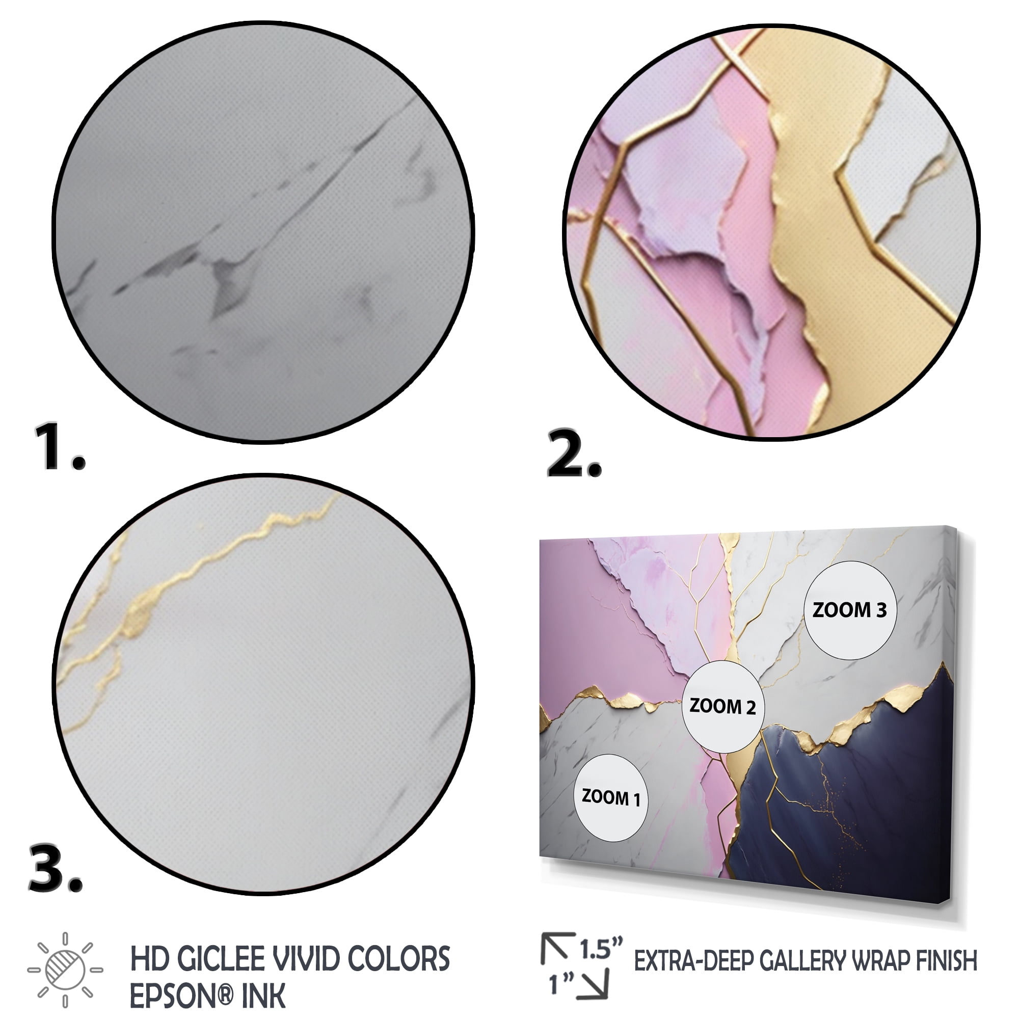 Designart Abstract Geode Pink IV Canvas Wall Art