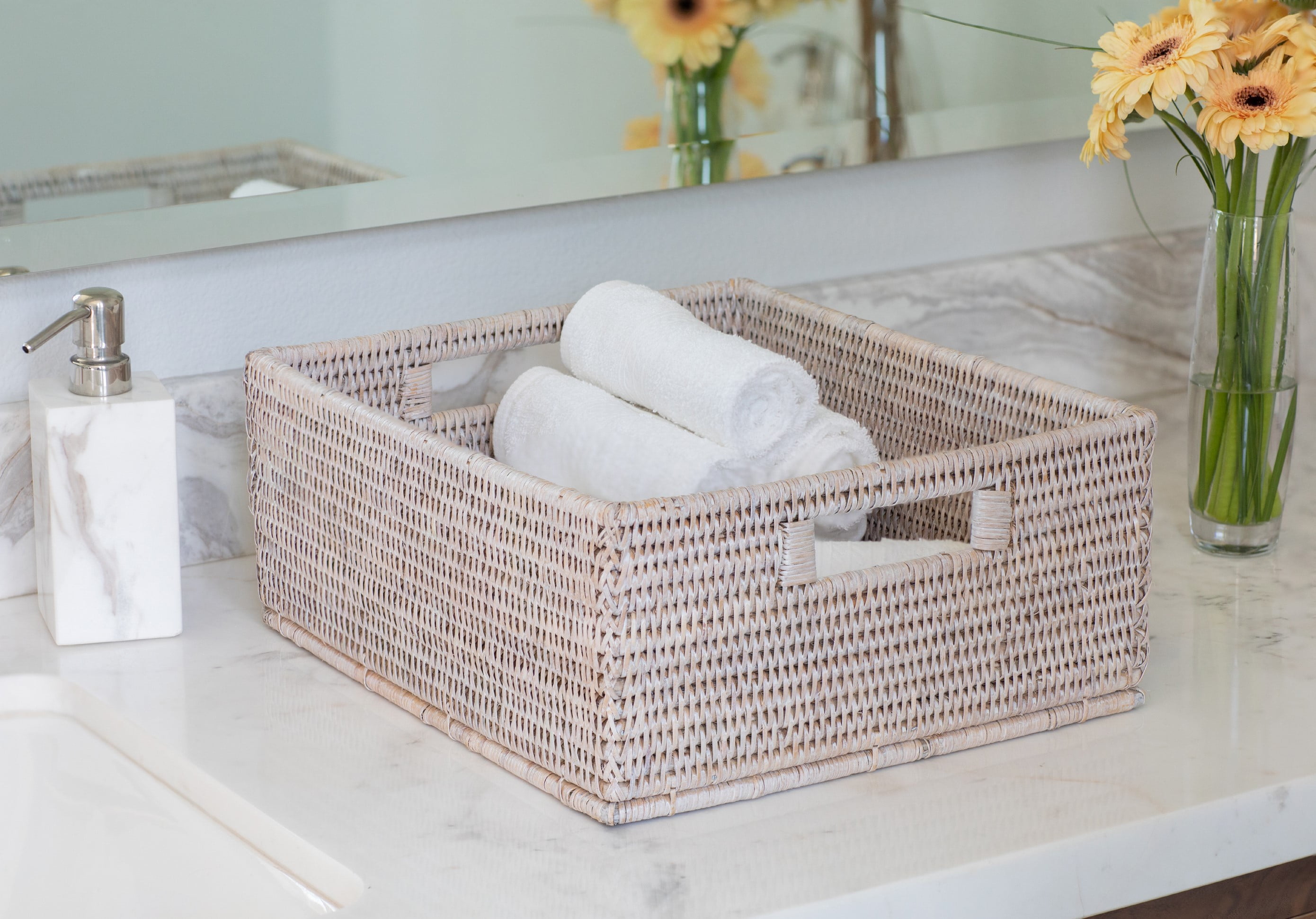 Artifacts Rattan™ Rectangular Basket with Cutout Handles