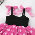 thumbnail image 6 of FYMNSI Baby Girls Polka Dots Tulle Spliced Dresses Birthday Party Princess Tutu Dress Bowknot Headband Christmas Outfit 12-18 Months Rose Red, 6 of 8