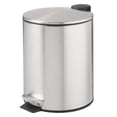 thumbnail image 5 of mDesign Round Metal 1.3 Gal Step Trash Can, Lid, Removable Liner, Brushed/Chrome, 5 of 7