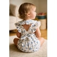 thumbnail image 4 of Happy Town Baby Girl Summer Clothes Infant Sleeveless Cotton Romper with Soft Bib Toddler Ruffled Jumpsuit Bodysuit, 4 of 8