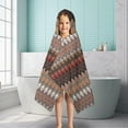 thumbnail image 6 of Brown Boho Geometric Triangles and Rhombuses Pattern Hooded Bath Towel，50"x30" for Ages 3 To 12 Kids, Quick Dry Lightweight Soft Microfiber Hood Beach Towel Cover Up for Kids, 6 of 7