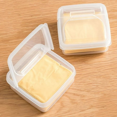 Image of 2Pcs Cheese Slice Storage Container Refrigerator Special Onion Ginger Garlic Fruit Crisper Flip Butter Cubes Separately Packed Case
