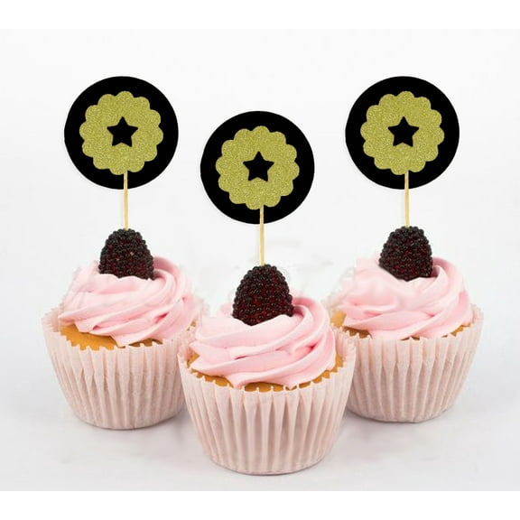 Darling Souvenir, Glitter star shape Cupcake Toppers, Wedding - Baby Shower Party Dessert Decorations - Pack Of 20