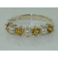 thumbnail image 6 of LBG British Made 10k White Gold Cultured Pearl & Citrine Womens Eternity Ring - Size 4.25 - 33 size options, 6 of 7