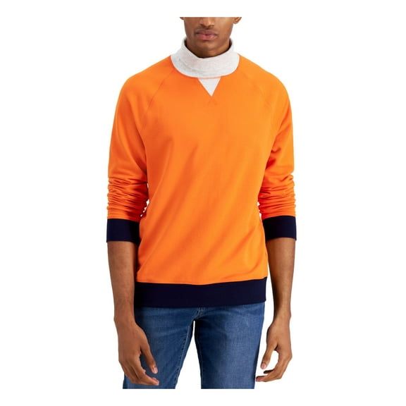 CLUBROOM Mens Orange Turtle Neck Classic Fit Fleece Sweatshirt XL