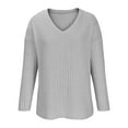 thumbnail image 6 of 2 Piece Outfits for Women Long Sleeve Knit Sweater Top and Wide Leg Pants Ribbed Lounge Matching Set Fall Winter Gray 2XL, 6 of 6
