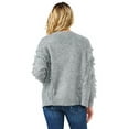 thumbnail image 4 of Excellentop Women's V Neck Open Front Frayed Fringe Cardigan Plunge Sweater with pockets, 4 of 6