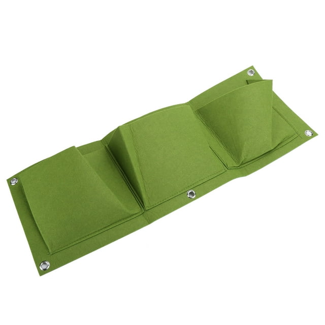5Pcs Plant Growing Bags 3-Pockets Planter Wall Mounted Degradable Garden Accessory