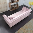 thumbnail image 4 of 87" Velvet Chesterfield Sofa,3 Seater Sofa with 2 Pillows,Button Tufted Upholstered Couch with Curved Arms,Accent Sofa with Padded Seater & Gold Metal Legs,for Living Room Bedroom Office, 4 of 7