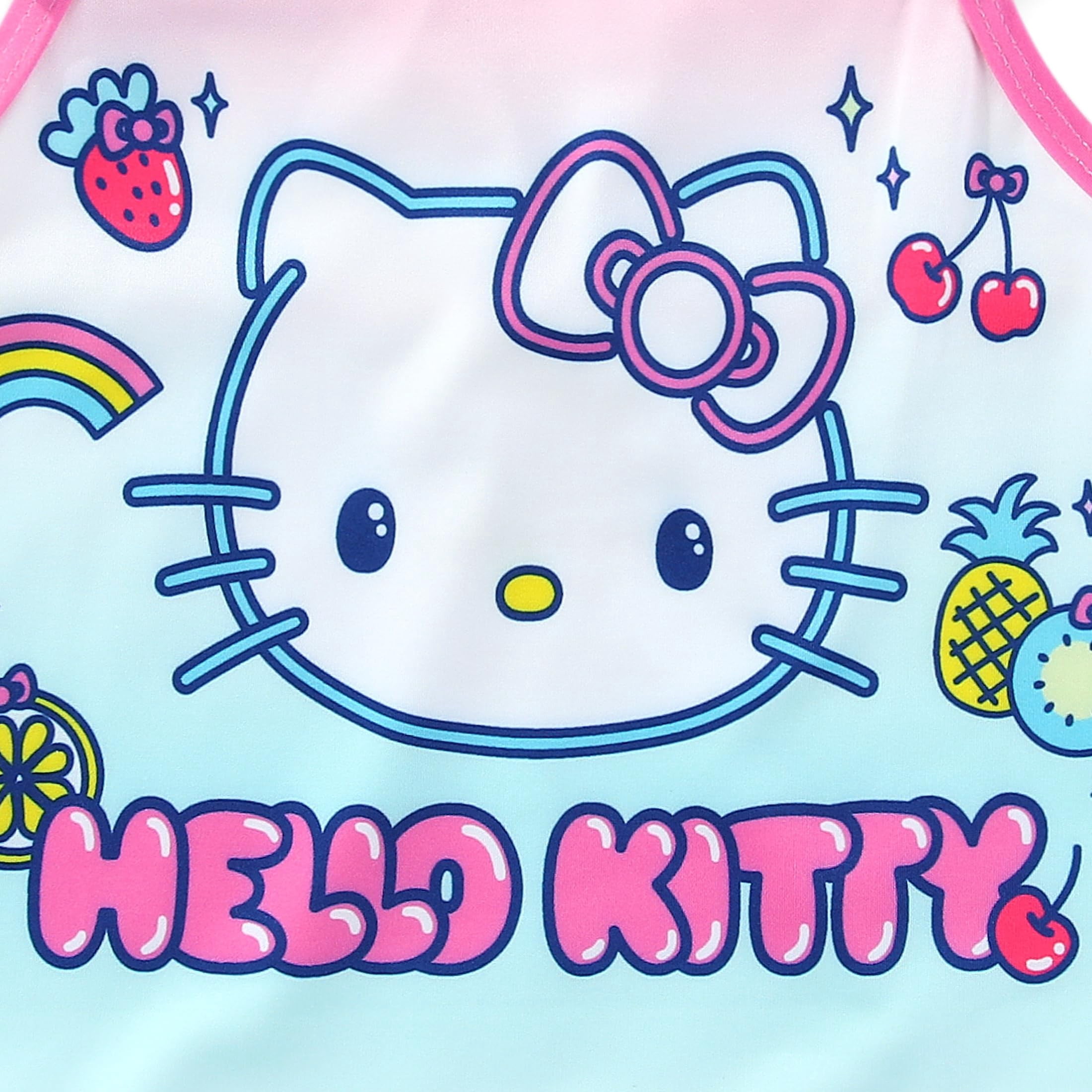 Hello Kitty Sanrio UPF 50+ Bathing Suit Tankini and Bikini Bottom Swimsuit Set (Girls), Sizes 4-6X