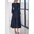 thumbnail image 2 of Vestido midi PRETTYGARDEN de manga larga para mujer, azul marino, XXL, 2 of 9
