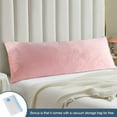 thumbnail image 3 of Pink Body Pillow Insert with Zippered Velvet Cover, Decorative Large Body Pillow for Sleeping, Cuddly Long Bed Pillow for Adults Pregnant Women Side Sleeper, 20" x 54", 3 of 8