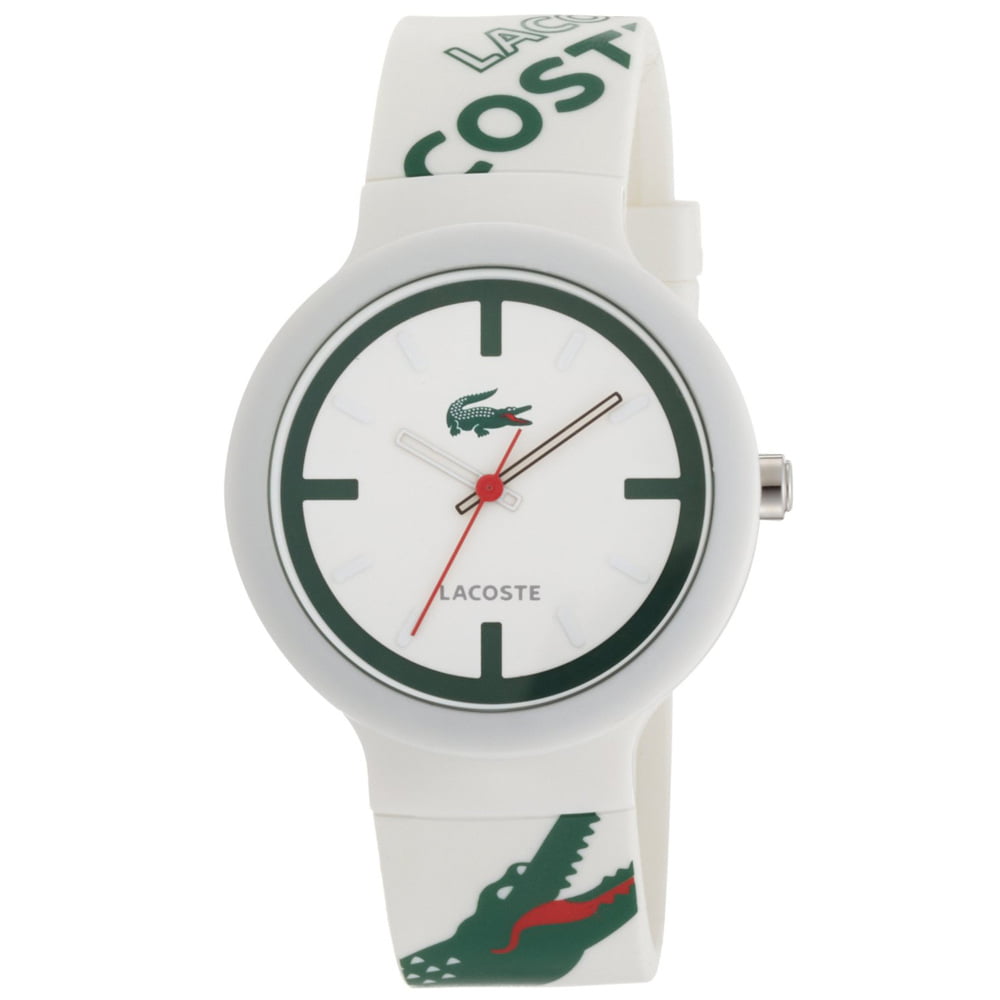 Lacoste Men's 2010522 Unisex Goa Green Croc White Dial White and Green Logo  Strap Watch