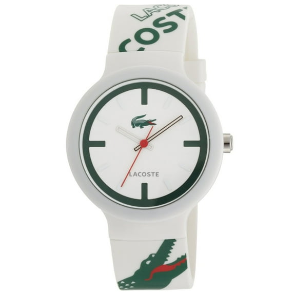 Lacoste Men's 2010522 Unisex Goa Green Croc White Dial White and Green Logo Strap Watch