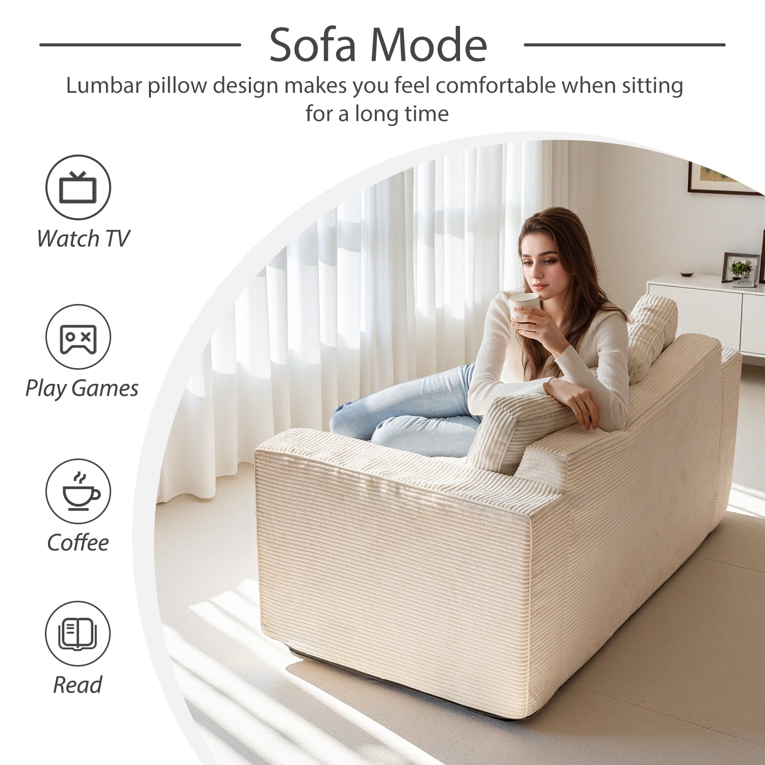 GOODONE Convertible Sofa Bed,Pull Out Couch Beds Loveseat Sleeper,2 in 1 Folding Couch Bed with Pillows for Living Room Bedroom,Beige
