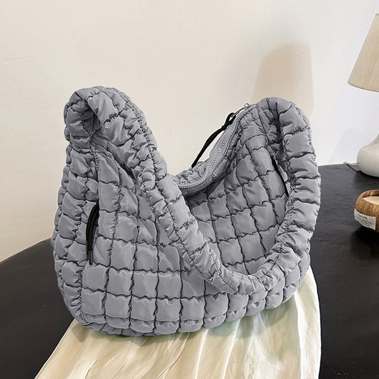 Hvyesh Puffer Tote Bag for Women Quilted Tote Bag Large Crossbody Bag Puffy Bag Lightweight Carryall Bag for Women