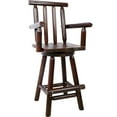 thumbnail image 3 of Topcobe Wooden Bar Stool, Chair with Footrest, Wide Armrest, Kitchen Stool, Tall Bistro Chair for Dining Room, Restaurant, Pub, Modern Furniture for Indoor, Brown, 3 of 16