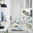 thumbnail image 4 of Indigo Watercolor Leaves 72x23.5" Bedroom Runner Rug, Durable and Non-Slip for Hallways and Living Rooms, 4 of 8