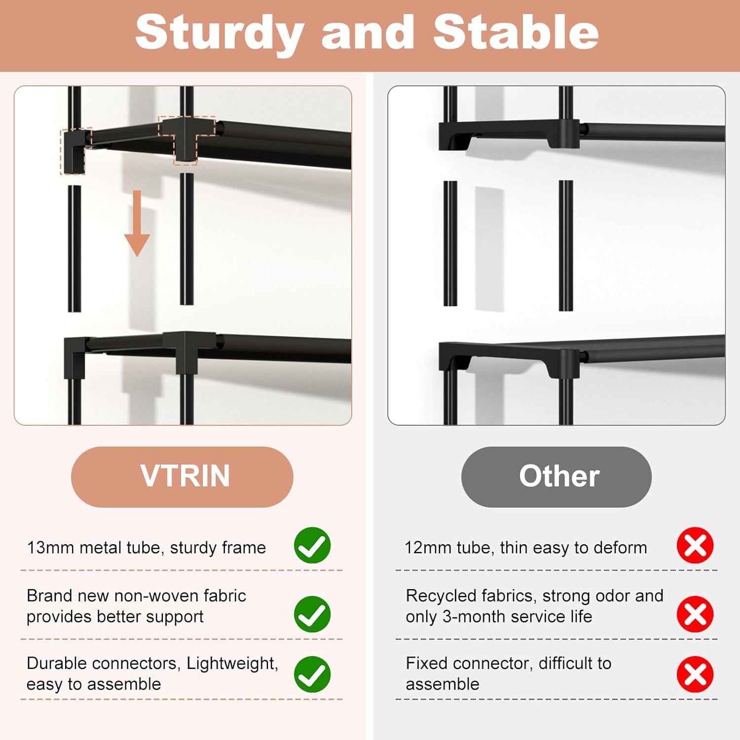 10 Tier Shoe Rack Tall Large Capacity Wide Shoe Organizer with Two Hooks Sturdy Metal Shoe Shelf for Entryway, Closet, Bedroom
