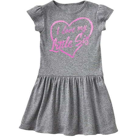 

Inktastic I Love My Little Sis in Pink Chalk Heart Gift Toddler Girl Dress
