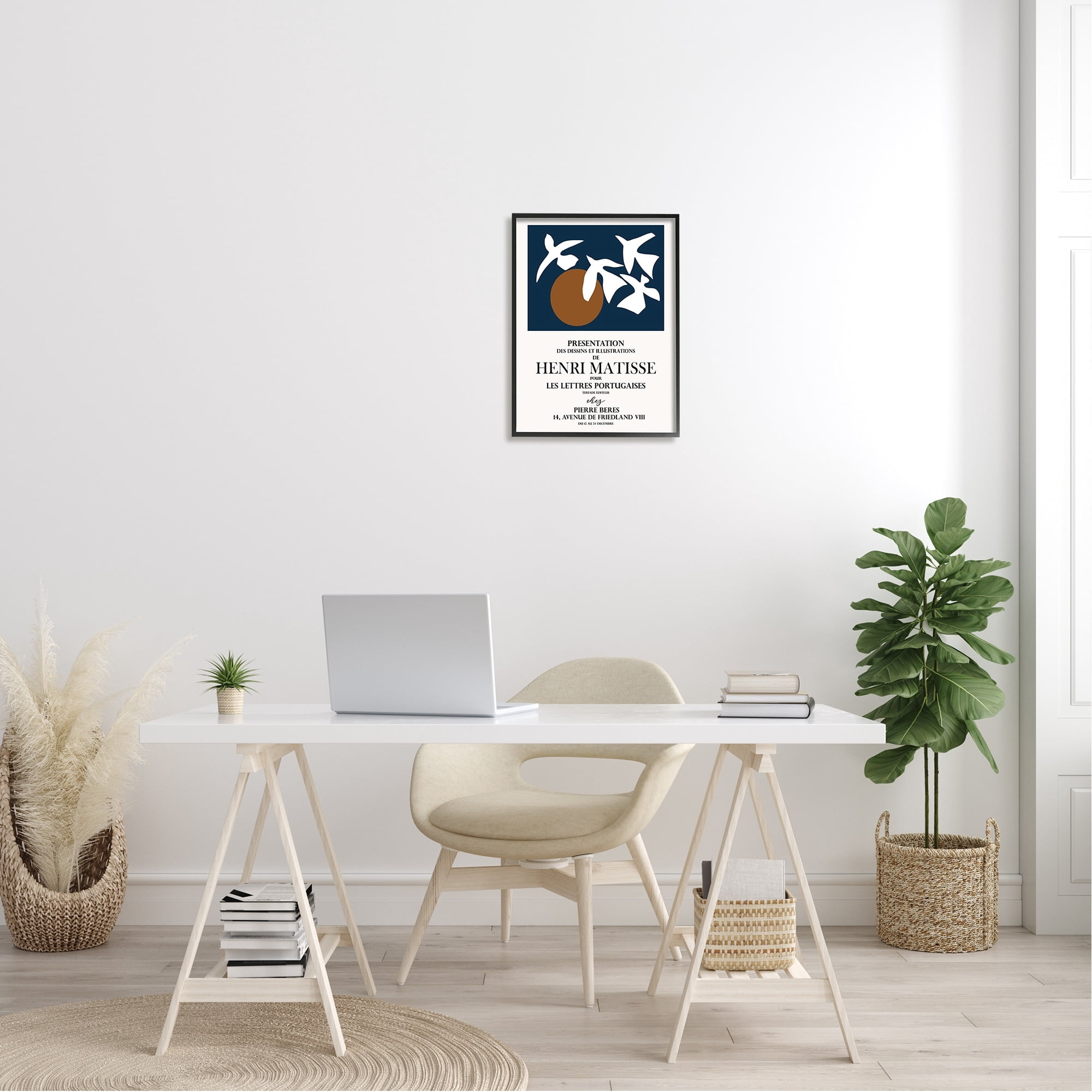 Stupell Industries Historic Matisse Birds Flying Sun Collage Flyer Framed Wall Art, 16 x 20, Design by Ros Ruseva
