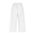 thumbnail image 6 of YUGYXL Daily Linen Cropped Pants for Women Drawstring Comfy Capri Pants Business Stretch Waist Capris wit Pockets Outdoor Pants White M, 6 of 9