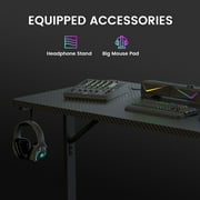 GTRACING 55 Large RGB Sturdy Gaming Desk with Mouse Pad T-Shaped Office Chair Computer Desk Spacious Work Surface Table, Black