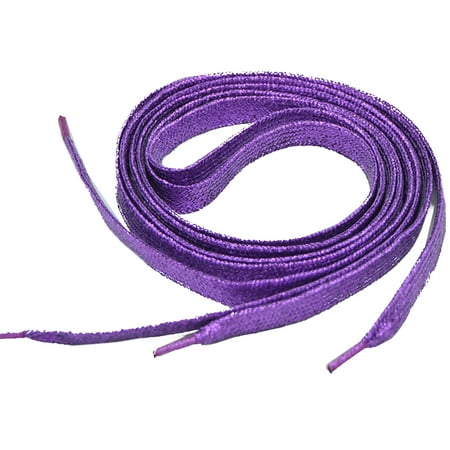 

Taluosi 1 Pair Bright Color Shoelaces Novel Reusable Polyester Metallic Glitter Flat Shoelaces for Shoes