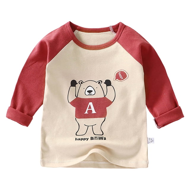 Curenmufel Chandails pour Tout-Petits Garçons à Manches Longues Chandails à Manches Longues pour Garçons T-Shirt Décontracté à Col Rond T-Shirts Hauts pour Enfants Taille 7-8 (Rouge, 7-8 Ans)