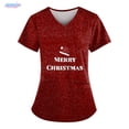 thumbnail image 2 of Blusas de Navidad para mujer, con bolsillos, de manga corta, con cuello en V, estampadas, para lactancia, tallas grandes, S-5XL, para verano, 2 of 5