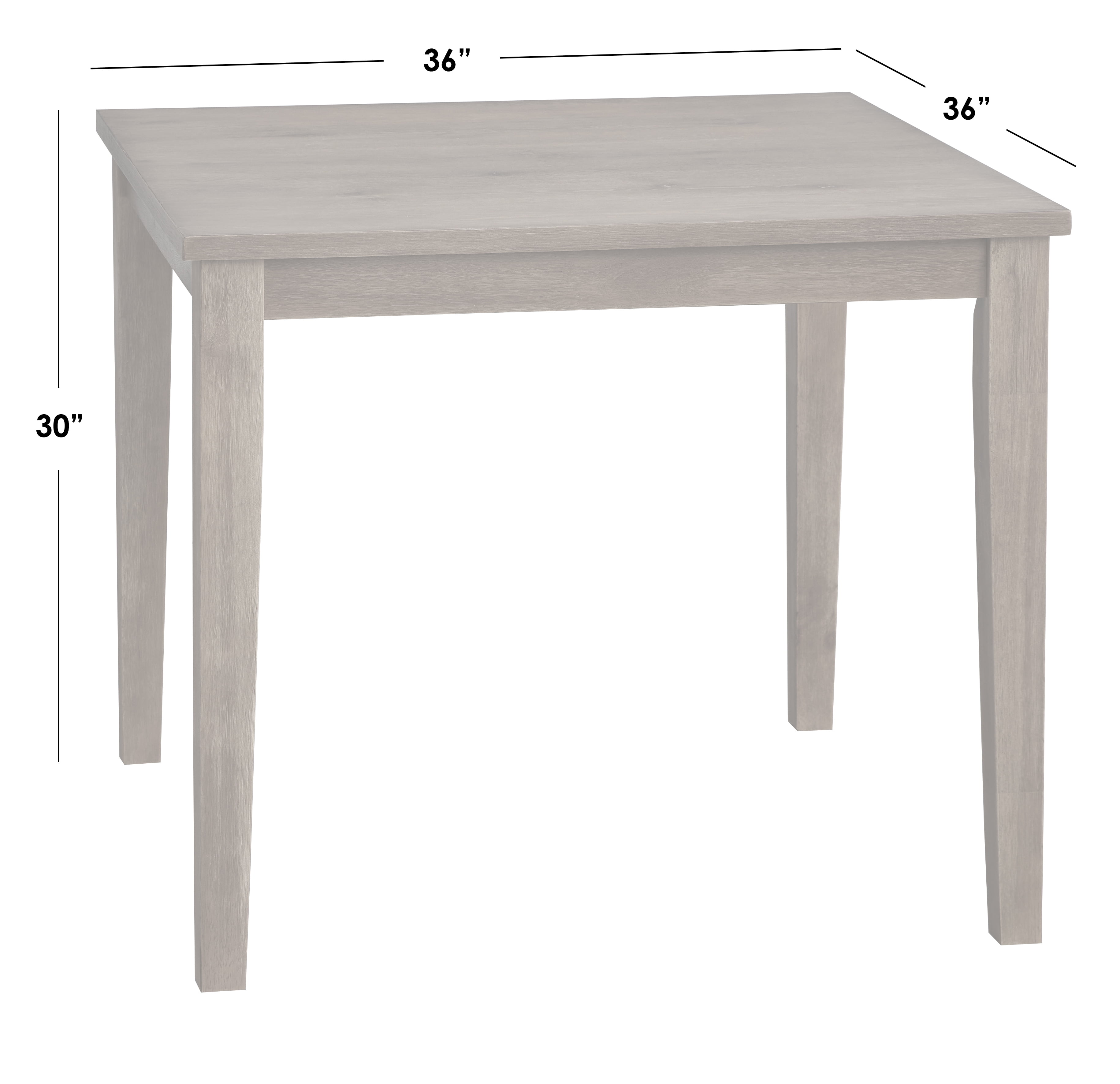 TMS Leda Square Dining Room Table, Seats up to 4, Solid Wood, Driftwood