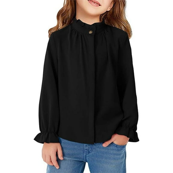 FDDMis Cute Shirt Youth Compression Shirt Black Button Down Shirt Boys Plain Sweatshirt Clothes for 11 Year Old Girls Boys Clothes Her Gifts, Black 10-12 Years