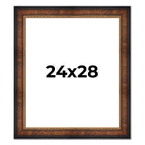 24x28 Frame Brown Walnut Gold Ornate Trim Solid Wood Plein Air Picture Frame | 3 Inch Moulding