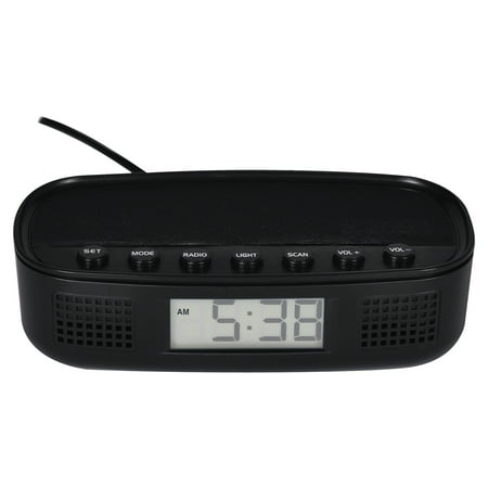 RCA Digital Radio Alarm Clock with Soothing Sounds, Brightness Control, USB Charging Port, and Battery Backup, RCS27