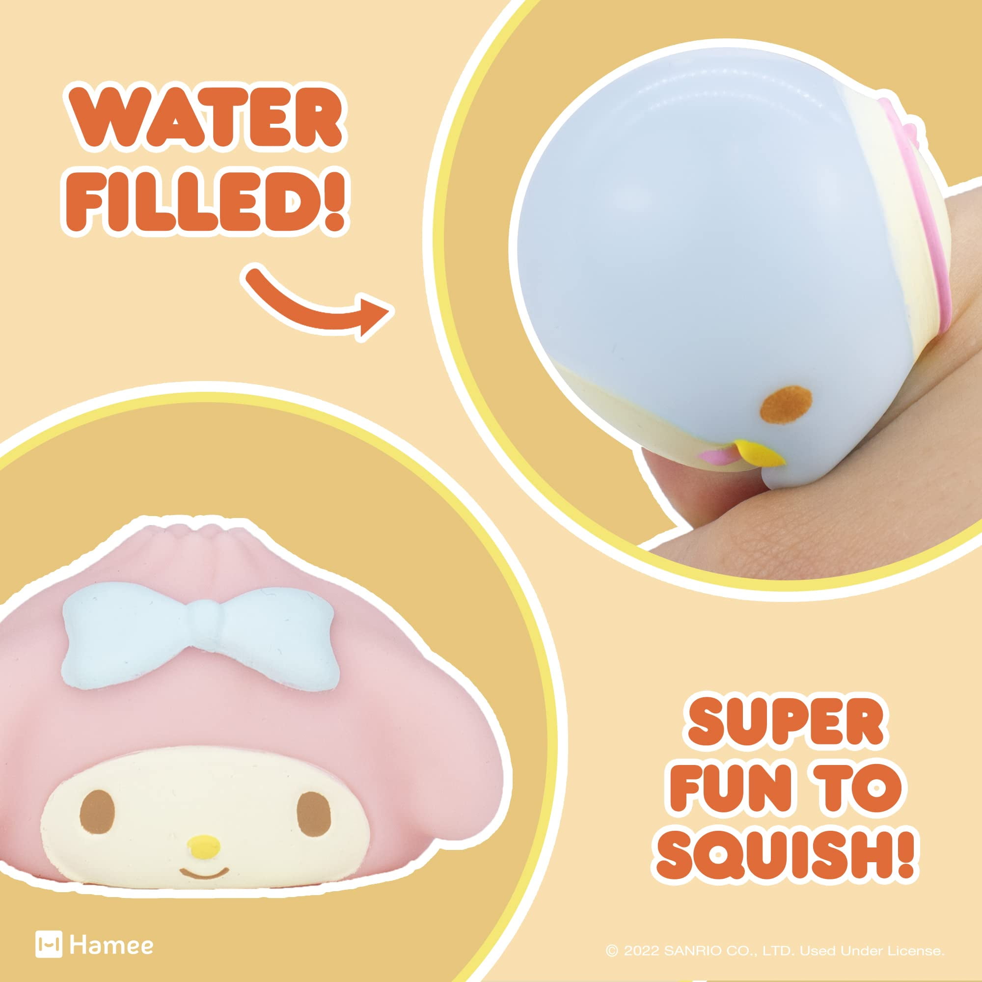 Hamee Sanrio Hello Kitty and Friends Cute Water Filled Surprise Capsule Squishy Toy [Steamed Bun] [Birthday Gift Bag, Party Favor, Gift Basket Filler, Stress Relief] – 5 Pc. (All 5 Styles)
