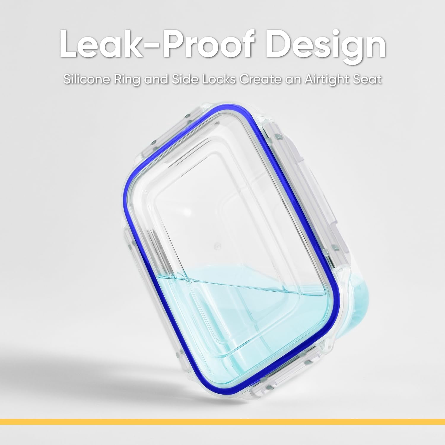 Superio Sealed Food Storage Container, (2 Pack) 4.2 Qt, Airtight Leak Proof Meal Prep Containers, Rectangle Shape, Microwave and freezer safe, BPA-free Plastic (4, 4.2 Quart)