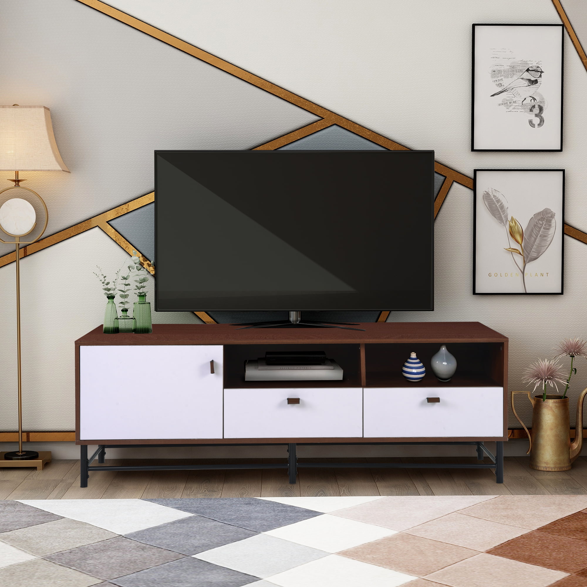 Modern TV Stand, Wood TV Table for TVs' up to 65 Inches ...