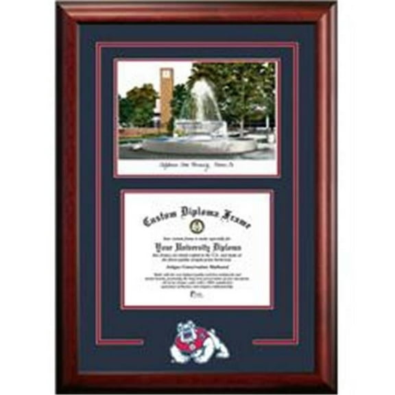 Campus Images CA920SG-1185 8.5 x 11 in. Cal State Fresno Spirit Graduate Diploma Satin Mahogany Frame with Lithograph
