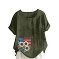 thumbnail image 2 of Xdegoge Purchases / History Linen Shirts Women Short Sleeve Crew Neck Tops Floral Summer Fashion Tunic Shirts Loose Fit Casual Blouses Y2K Plus Size Tee Shirts Ropa Mujer Refund On, 2 of 4
