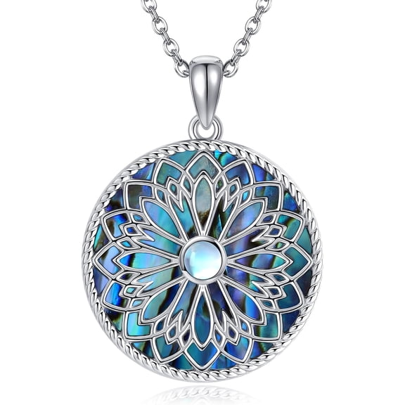 JUSORA Life Necklace 925 Sterling Silver Flower Of Life Pendant Necklace Jewelry Gifts for Women Men