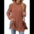 thumbnail image 1 of Camisas de Larga para Mujer, Blusas Túnica Casuales de Cuello Alto Naranja Rojo XL, 1 of 10