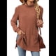 thumbnail image 1 of Camisas de Larga para Mujer, Blusas Túnica Casuales de Cuello Alto Naranja Rojo L, 1 of 10