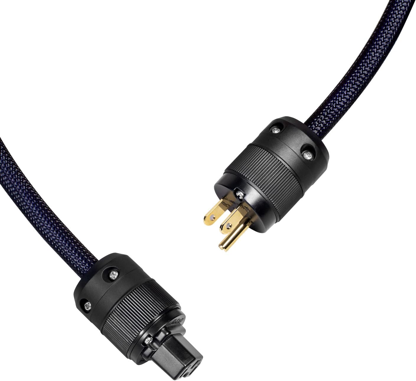 Meamaz 110v-240v 15A Audio Cable, Two Pole Ac Plug Cord, OD 17mm Copper Audiophile Hi Fi Wire, 24K Gold Plated US Plug for Speaker,3.28ft/1M