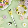 thumbnail image 4 of 56PCS 11 STYLES 15mm Silicone Round Beads Flower Focal Beads Cute Daisy Bee Animal Chunky Soft Rubber Loose Spacer Bead Bulk for Beadable Pens Keychain Making Kit Beading Bracelet Craft, 4 of 5