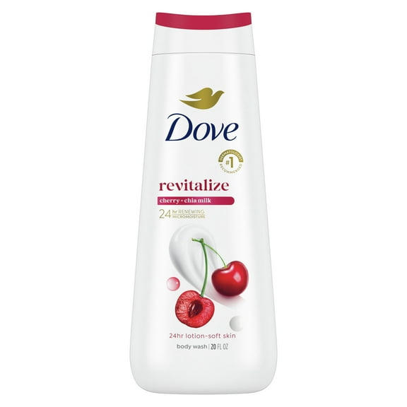 PR Dove Body Wash for Women Moisturizing Revitalize Cherry & Chia Milk Cleanser, 20 oz