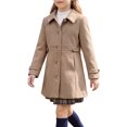 thumbnail image 3 of INSPIRE CHIC Girls' Halloween Winter Pea Coat Classic Lapel Collar Lightweight Warm Overcoat with Pockets for School & Parties 9-10 Years Khaki, 3 of 5