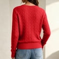 thumbnail image 4 of JoveMarine Womens Tops V Neck Pullover - Long Sleeve Cable Knit Sweater Color, Tops for Women Cozy Warm Knit Top,Red M, 4 of 7